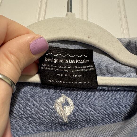 PopFlex Stunning Cropped Sweatshirt Mock Neck Blue Tie Dye Size Small - Picture 4 of 5